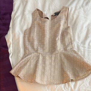 Sunday in Brooklyn Gold and Beige Patterned Top